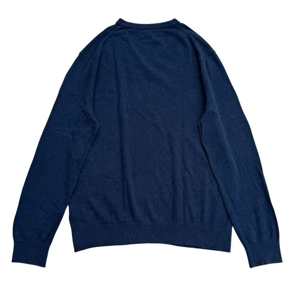 Banana Republic Luxury Blend Mens Silk Cashmere V-Neck Sweater Size‎ L Navy Blue
